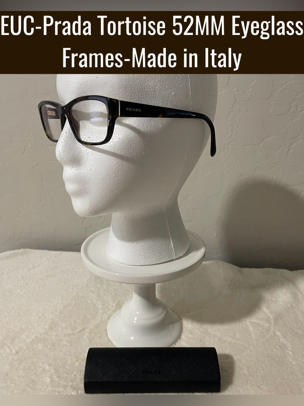 EUC-Prada Tortoise 52MM Eyeglass Frames-Made in Italy